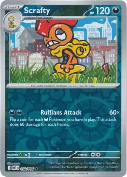 Scrafty 058/086 Reverse Holo White Flare WHT English Pokemon Card NM - Image 1