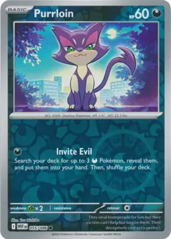 Purrloin 055/086 Reverse Holo White Flare WHT English Pokemon Card NM - Image 1