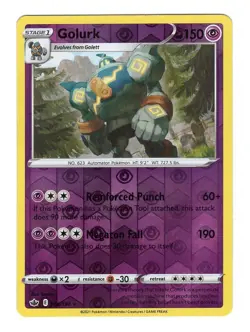 Pokemon TCG Golurk SWSH Chilling Reign 066/198 Reverse Holo Rare Card NM - Image 1