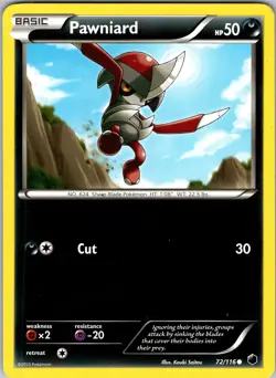 Pokemon TCG Pawniard B&W Plasma Freeze 72/116 Regular Common Card LP-NM - Image 1