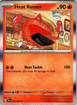 Pokemon TCG Heat Rotom Scarlet & Violet Paldean Fates 013/091 Holo Rare Card NM - Image 1