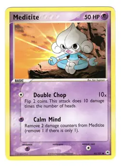 Pokemon TCG Meditite EX Hidden Legends 65/101 Regular Common Card Played LP - Image 1