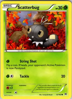 Pokemon TCG Scatterbug XY BREAKthrough 13/162 Regular Common Card NM - Image 1