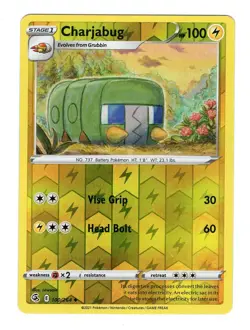 Pokemon TCG Charjabug SWSH Fusion Strike 100/264 Reverse Holo Uncommon Card NM - Image 1