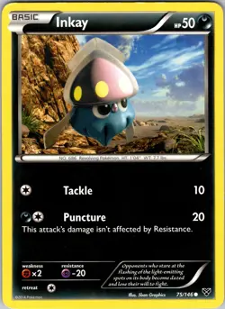 Pokemon TCG Inkay XY Base Set 75/146 Regular Common Card Played LP - Image 1