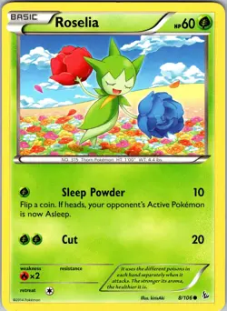 Pokemon TCG Roselia XY Flashfire 8/106 Regular Common Card NM - Image 1