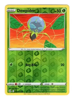 Pokemon TCG Dewpider SWSH Fusion Strike 019/264 Reverse Holo Common Card NM - Image 1