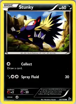 Pokemon TCG Stunky XY Flashfire 54/106 Regular Common Card NM - Image 1