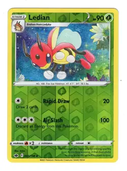 Pokemon TCG Ledian SWSH Chilling Reign 005/198 Reverse Holo Uncommon Card NM - Image 1
