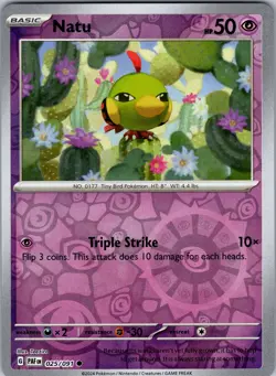 Pokemon TCG Natu S&V Paldean Fates 025/091 Reverse Holo Common Card NM - Image 1