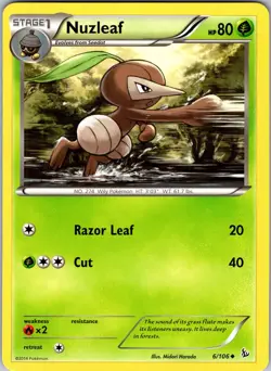 Pokemon TCG Nuzleaf XY Flashfire 6/106 Regular Uncommon Card NM - Image 1
