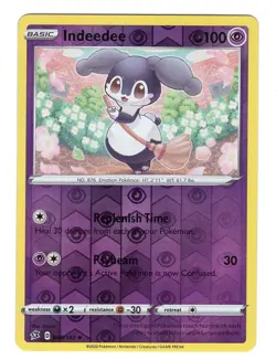 Pokemon TCG Indeedee SWSH Rebel Clash 088/192 Reverse Holo Uncommon Card NM - Image 1