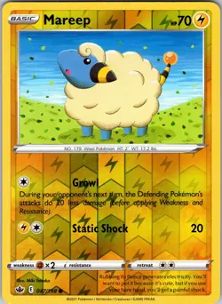 Pokemon TCG Mareep SWSH Chilling Reign 047/198 Reverse Holo Common Card NM - Image 1