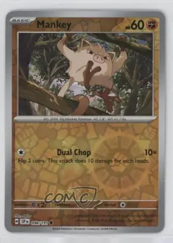 Mankey Reverse Foil Pokemon SV08: Surging Sparks #098 7ip - Image 1
