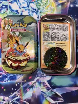 Jolteon Prismatic Evolutions Mini Tin - Empty Tin + Art Card & Coin - Image 4