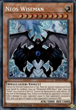 Neos Wiseman - Secret Rare Limited Edition BLC1-EN007 - NM - YuGiOh - Image 1