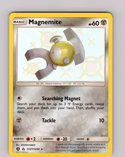 Pokemon TCG Magnemite S&M Hidden Fates SV27/SV94 Shiny Holo Rare Card NM - Image 1