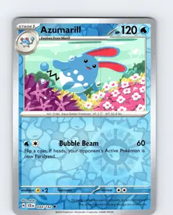 Pokemon TCG Azumarill S&V Stellar Crown 034/142 Reverse Holo Uncommon Card NM - Image 1