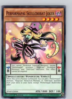 Yu-Gi-Oh TCG Performapal Skullcrobat Joker SDMP-EN006 1st Edition Common Card NM - Image 1