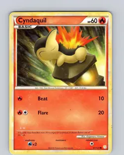 Pokemon TCG Cyndaquil HeartGold & SoulSilver 61/123 Regular Common Card MP-LP - Image 1