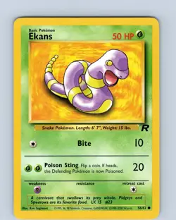 Pokemon TCG Ekans Team Rocket 56/82 Unlimited Common Card WOTC LP-NM - Image 1