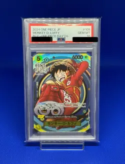 PSA 10 Monkey D Luffy OP07-109 2024 Promo Card Japanese ONE PIECE Day 24 - Image 1