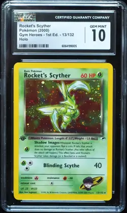1st Edition Rocket's Scyther 13/132 Gym Heroes Pokemon Card CGC 10 Gem Mint - Image 1
