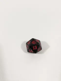MTG d20 Spindown 20-sided Life Counter die Lost Caverns of Ixalan Black & Red - Image 1