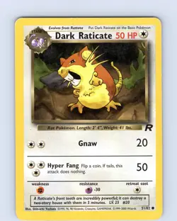 Pokemon TCG Dark Raticate Team Rocket 51/82 Unlimited Common Card WOTC Played LP - Image 1