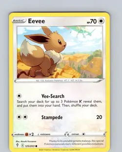 Pokemon TCG Eevee SWSH Evolving Skies 125/203 Regular Common Card NM - Image 1