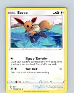 Pokemon TCG Eevee SWSH Shining Fates 052/072 Regular Common Card NM - Image 1