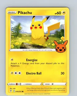 Pokemon TCG Pikachu Trick Or Trade 049/203 Regular Common Card NM - Image 1