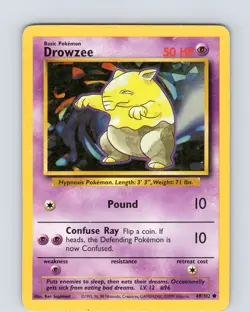 Pokemon TCG Drowzee Base Set 49/102 Unlimited Common Card WOTC Played LP - Image 1