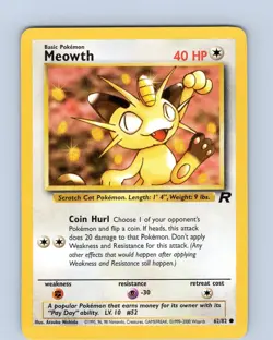 Pokemon TCG Meowth Team Rocket 62/82 Unlimited Common Card WOTC LP-NM - Image 1