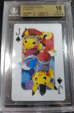 BGS 10 POKEMON MAIKO & OKUGE PIKACHU JACK OF CLUBS PLAYING CARDS KYOTO P.C 2016 - Image 1