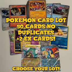 Pokemon Card lot of 50 Cards NO DUPLICATES + 2 EX Card (CHOOSE YOUR LOT) - Image 1