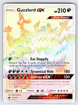 Guzzlord GX 116/111 2017 Crimson Invasion Pokemon Card Secret Rare Holo - Nm/Vlp - Image 1