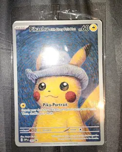 Pikachu With Grey Felt Hat 085 Promo Pokemon Van Gogh Card Sealed In Package - Image 1