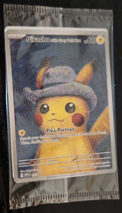 Pikachu With Grey Felt Hat 085 Promo Pokemon Van Gogh Card Sealed In Package - Image 1