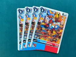 Flamedramon BT21-035 Playset World Convergence Digimon Card Game x4 - Image 1