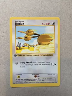1st Edition Shadowless Doduo Pokemon Card 1999 WOTC Base Set 048/102 - Image 1