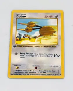 1st Edition Shadowless Doduo Pokemon Card 1999 WOTC Base Set 048/102 - Image 1