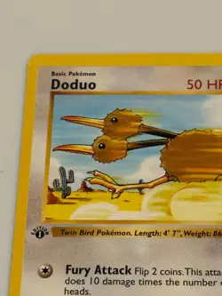 1st Edition Shadowless Doduo Pokemon Card 1999 WOTC Base Set 048/102 - Image 2