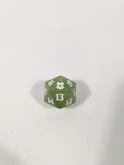 MTG d20 Spindown 20-side Life Counter die Zendikar Rising Light Green Sparkly - Image 1