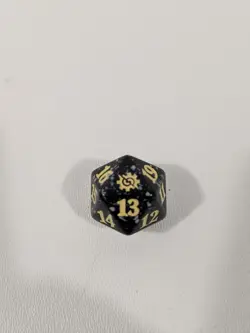 MTG d20 Spindown 20-side Life Counter die Brothers War Black & Yellow - Image 1