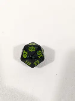 MTG d20 Spindown 20-side Life Counter die Brothers War Black & Green - Image 1