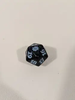 MTG d20 Spindown 20-side Life Counter die Brothers War Black & Blue - Image 1