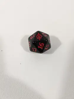 MTG d20 Spindown 20-side Life Counter die March of the Machines Black & Red - Image 1