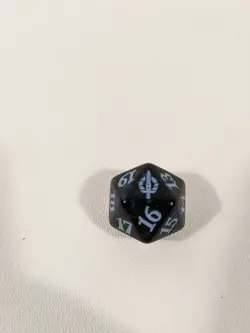 MTG d20 Spindown 20-side Life Counter die March of the Machines Black & Blue - Image 1