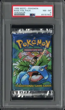 1999 Pokemon Base Set Graded Booster Pack Venusaur Artwork PSA 8 NM-MT - Image 1